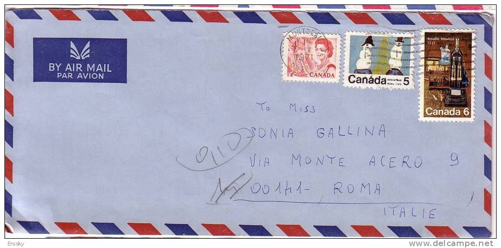 PGL 2073 - CANADA LETTER TO ITALY 1/4/1971 - Cartas & Documentos