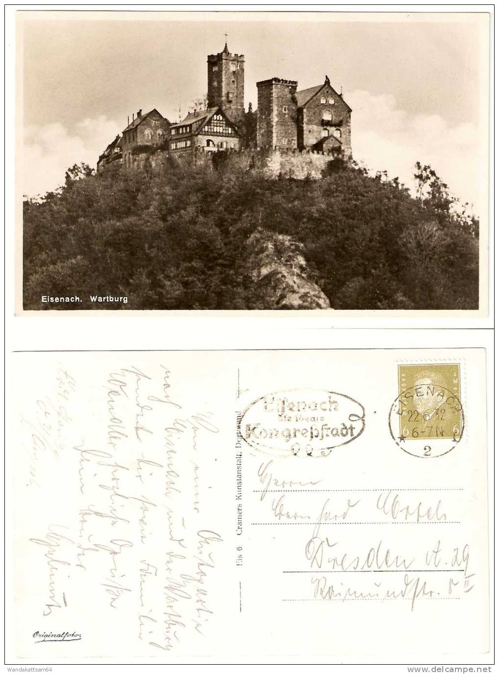 AK Eisenach. Wartburg 22. 6.32 6-7N EISENACH 2 Und Eisenach Die Ideale Kongreßstadt Nach Dresden - Eisenach