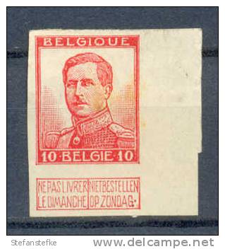 Belgie -  Belgique Ocb Nr :  123  * MH (zie  Scan) - 1911-1930