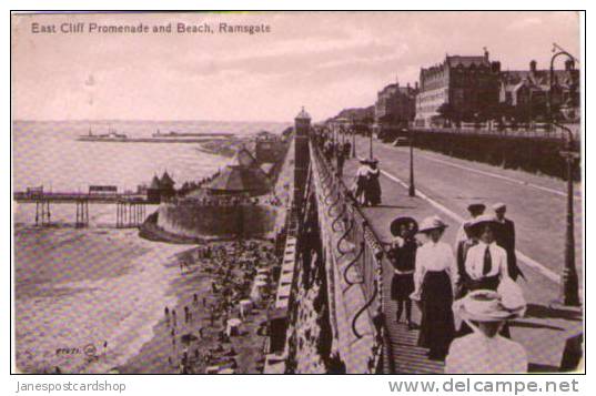 RAMSGATE East Cliff Promenade & Beach C 1915- Animated - RAMSGATE - KENT - Ramsgate