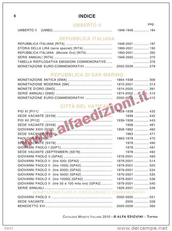 CATALOGO ALFA   DELLE MONETE  ITALIANE   ANNO 2010 - Books & Software