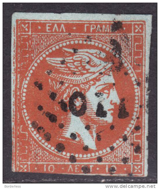 GRECE  / GRANDS HERMES  /    1861  /   10 L   /  Y&T N° 13A (o) USED - Used Stamps