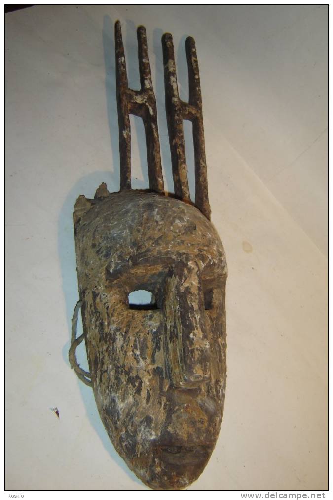 ART AFRICAIN ANCIEN / COTE D IVOIRE / BAMBARA MASQUE RITUEL  EN BOIS SCULTE  /  BEL ETAT AVEC MANQUE - Art Africain