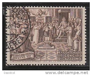 Q272.-. VATICAN / VATICANO .-. 1951 .-. SCOTT # : 153, USED.-. Council Of Chalcedon 1500th Anniversary.CAT VAL: US$25.00 - Gebruikt