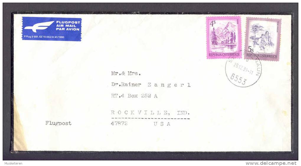 Austria Flugpost Air Mail Par Avion Deluxe SEE PAZNAUN Cancel Mourning Cover 1981 To Rockville USA - Sonstige & Ohne Zuordnung