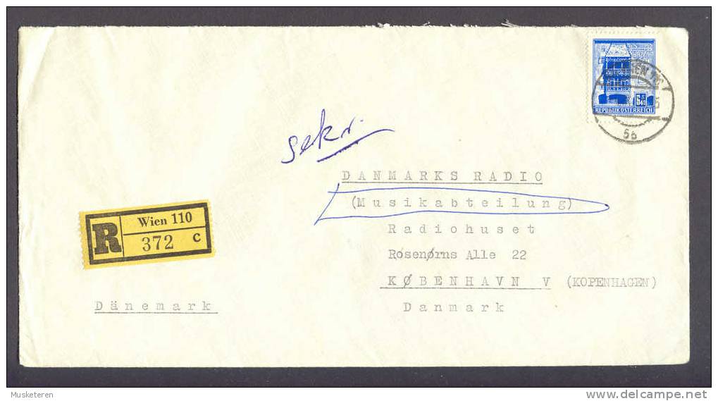 Austria Registered Recommandée Einschreiben WIEN 1961 Cancel Cover To Danmarks Radio - Briefe U. Dokumente