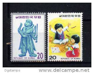 Corea/Sur 1979 ** Yv1047-48. Año Del Mono. Mono Estilizado. Niños Jugando Yut - Chines. Neujahr