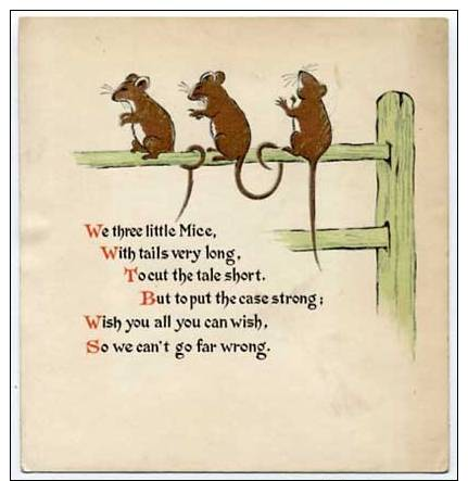 Three Mice Tails Greetings Card Illustration - Other & Unclassified