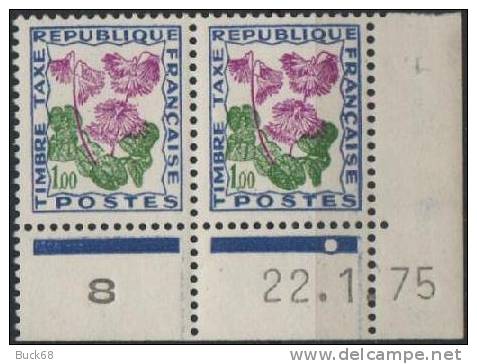 FRANCE Taxe 102 ** Fleur Flower Blume : Soldanelle Des Alpes Paire En Coin Daté 22.1.75 Presse 8 1975 - Postage Due