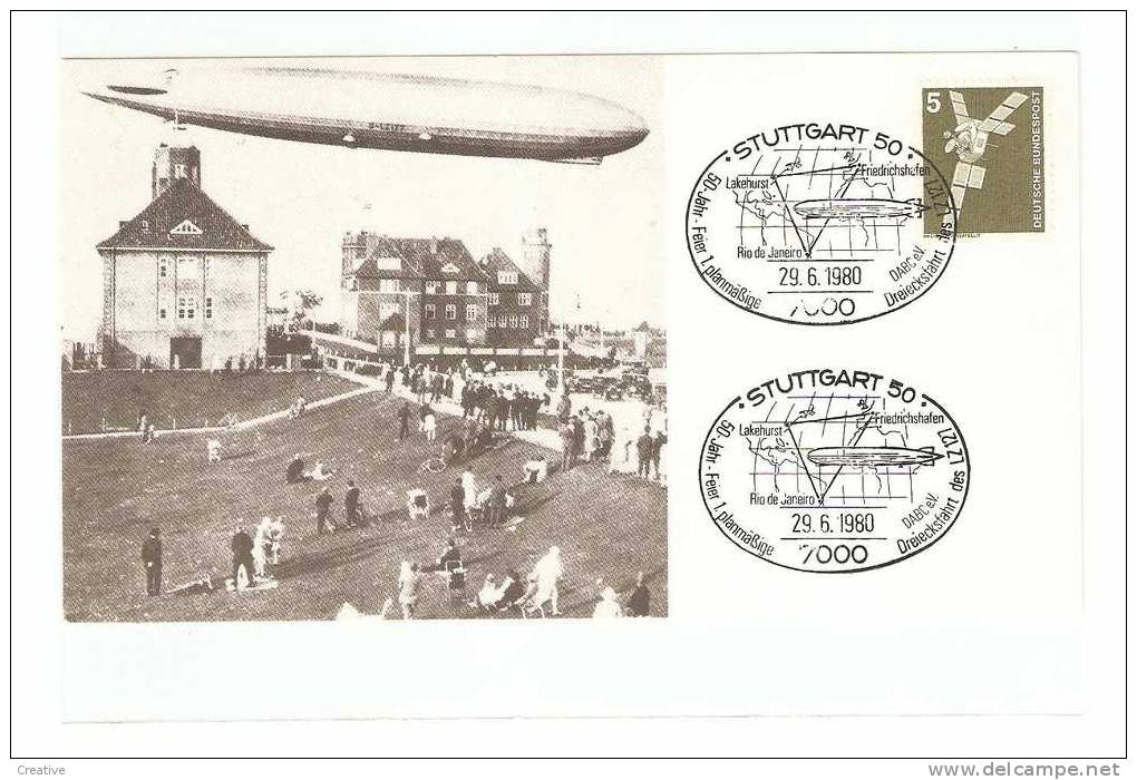 ZEPPELIN. STUTTGART 50. Dreiecksfahrt Des LZ127. 50 - Jahr - Feier 1. 20.6.1980 - Zeppelins