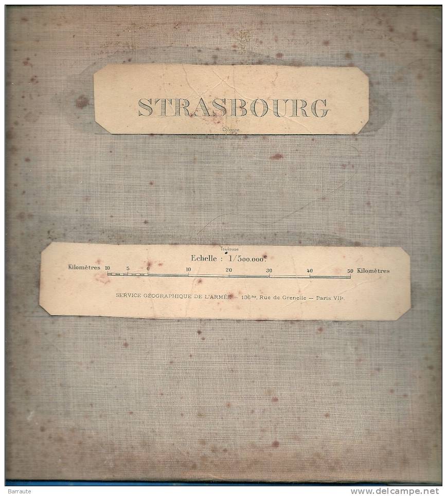 CARTE NAVIGATION AERIENNE De 1930 ~ Service Géographique De L´armée Secteur STRASBOURG . Entoilée 4 Volets. - Aviazione