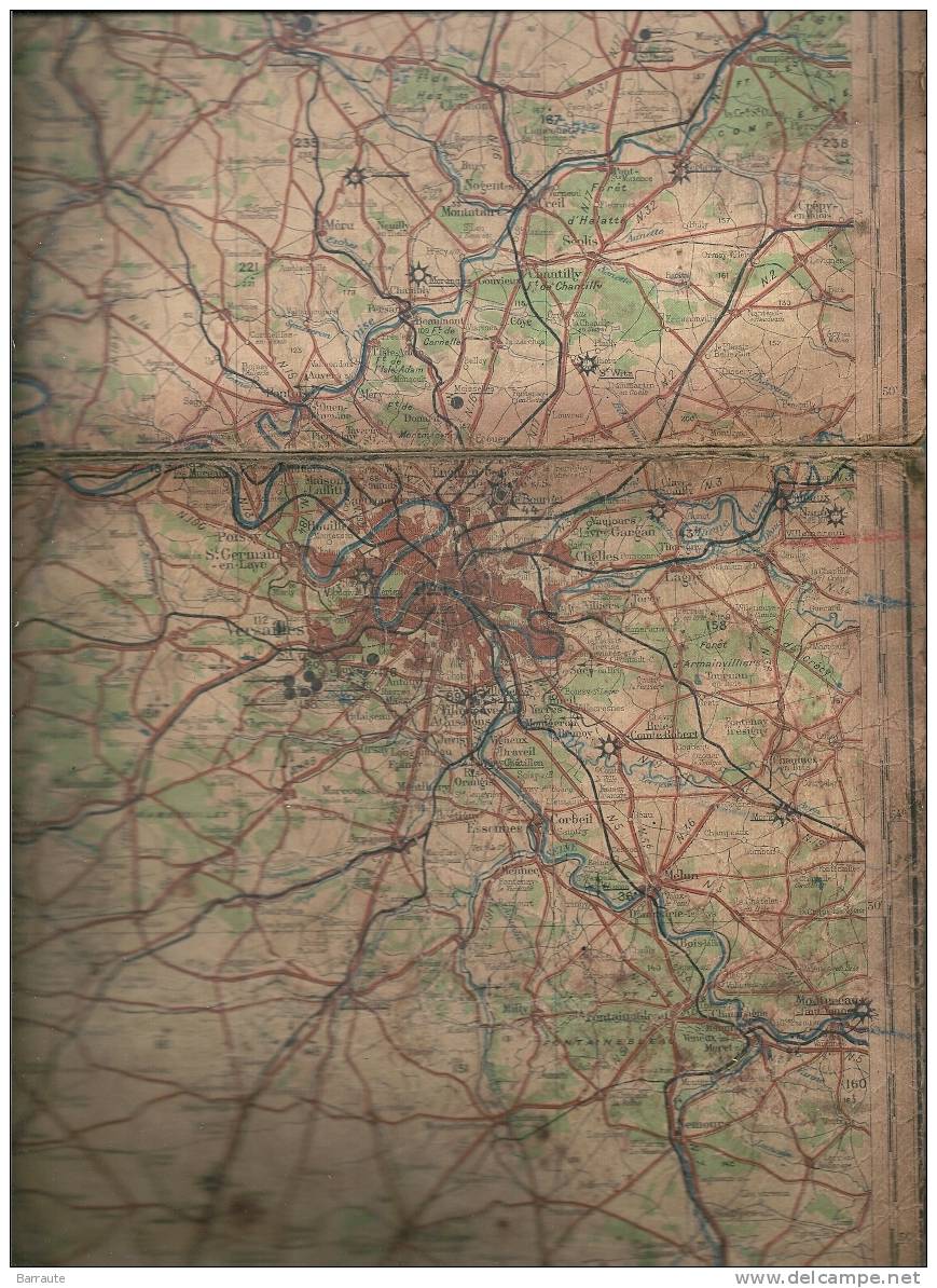 CARTE NAVIGATION AERIENNE De 1930 ~ Service Géographique De L´armée Secteur PARIS . Entoilée 4 Volets. - Fliegerei