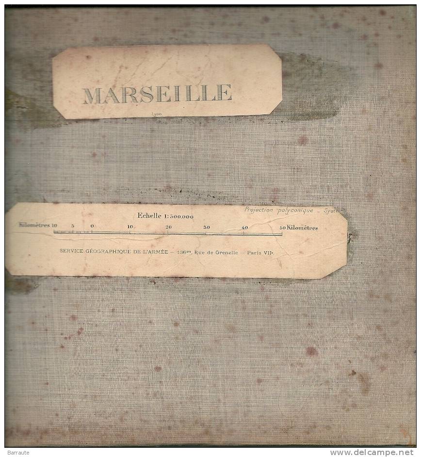 CARTE NAVIGATION AERIENNE De 1930 ~ Service Géographique De L´armée Secteur MARSEILLE. Entoilée 4 Volets. - Luchtvaart