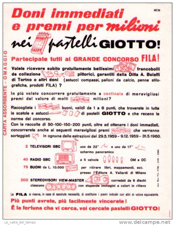 Carta Assorbente FILA-GIOTTO 1959 - Papelería