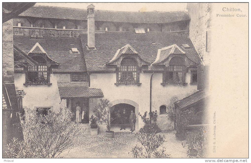 Château De Chillon : Première Cour Vers 1905 - Carte Animée - Premier