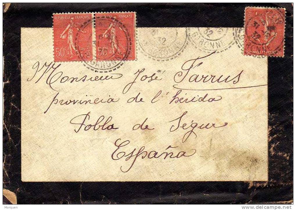 Carta Luto GALIE (Haute Garonne) Francia 1932 - 1903-60 Säerin, Untergrund Schraffiert