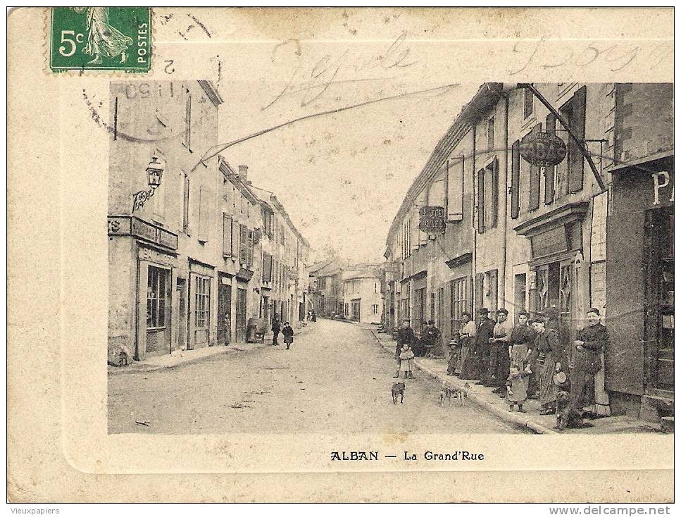 Cpa ALBAN 81 - La Grand Rue - Animée - Tabac - Alban