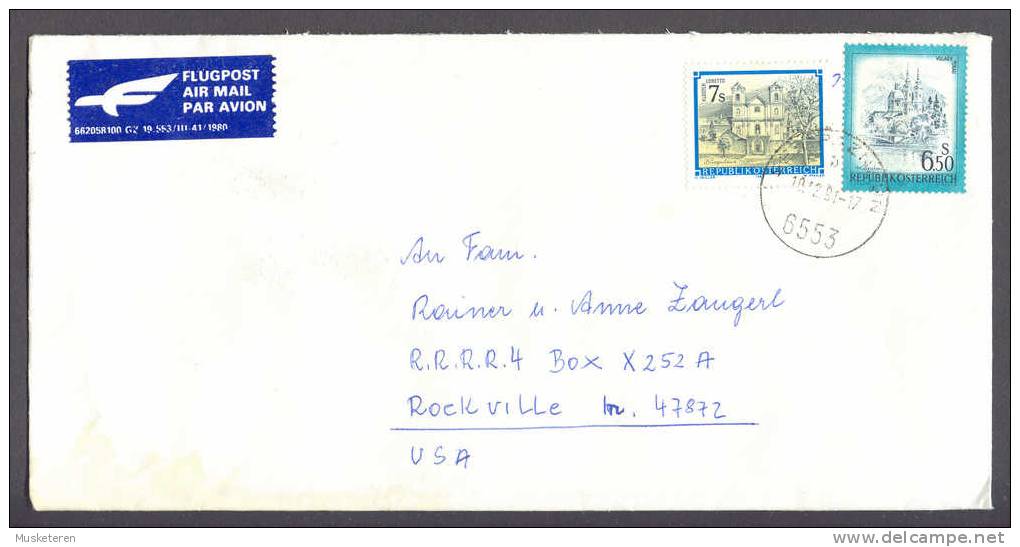 Austria Flugpost Air Mail Par Avion Deluxe SEE PAZNAUN Cancel Cover 1991 To Rockville USA - Autres & Non Classés