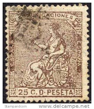 Spain #195 Used 25c Seated ´Espana´ From 1873 - Usados