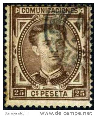 Spain #225 Used 25c Brown King Alfonso XII From 1876 - Used Stamps