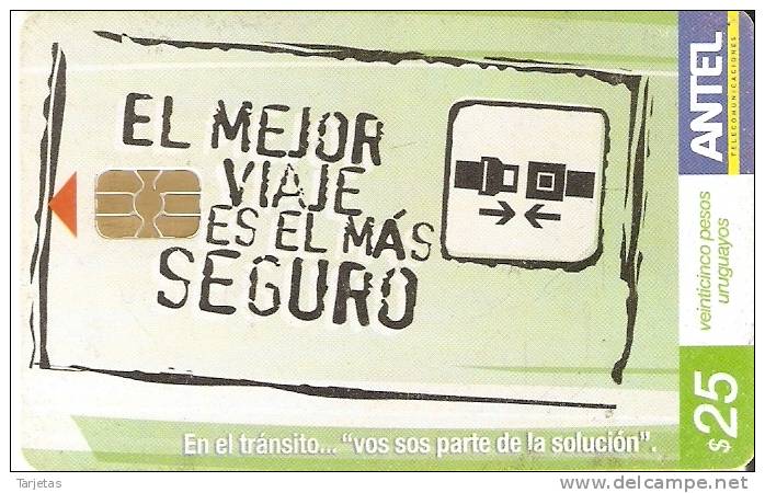 493 TARJETA DE URUGUAY DE CINTURON DE SEGURIDAD (CHIP BLANCO) RARO - Uruguay