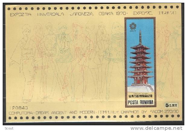 ROMANIA - ROUMANIE - 1970 EXPOSITION UNIV. D´OSAKA - YT BF 80 - ** - Neufs