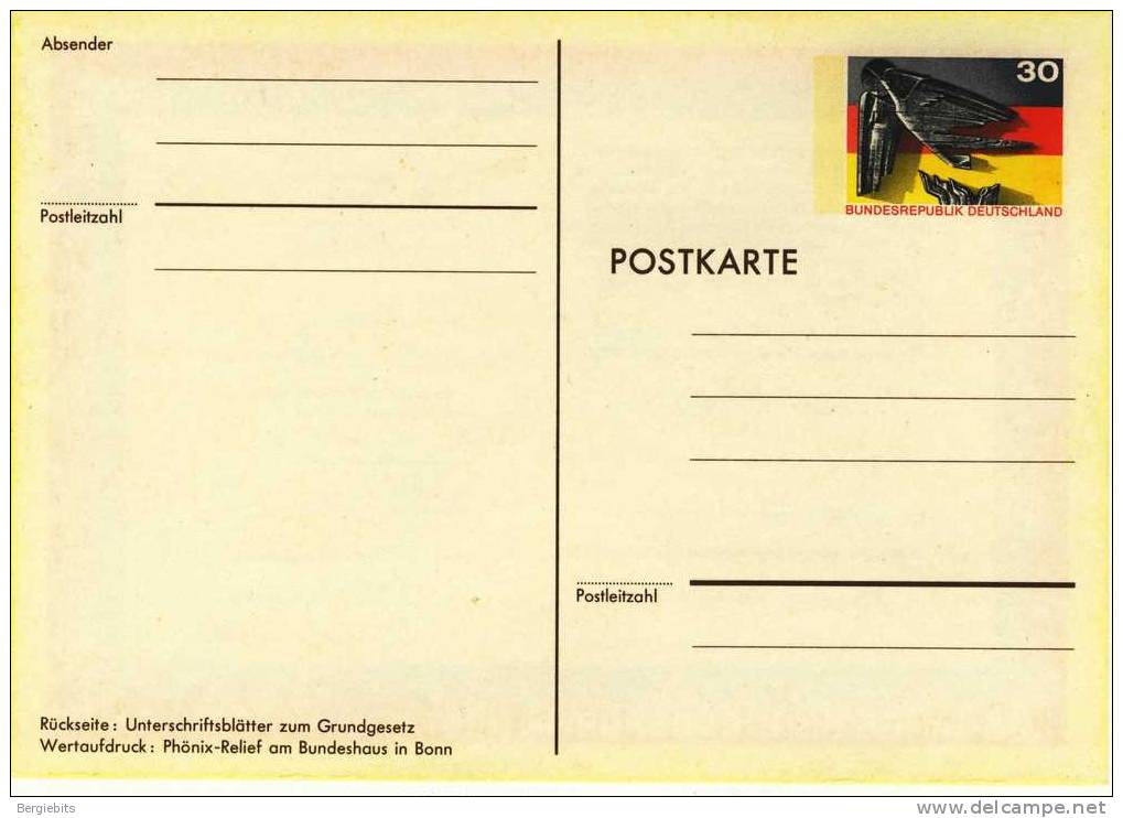 1974 Germany Postal Stationary Postcard Mint, Commemorating 25 Years Of BUNDESREPUBLIK!! - Postcards - Mint