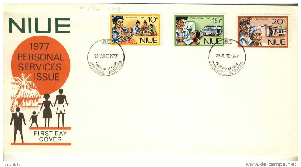 1977 Niue Cachet FDC With Complete Personal Services Set. - Niue