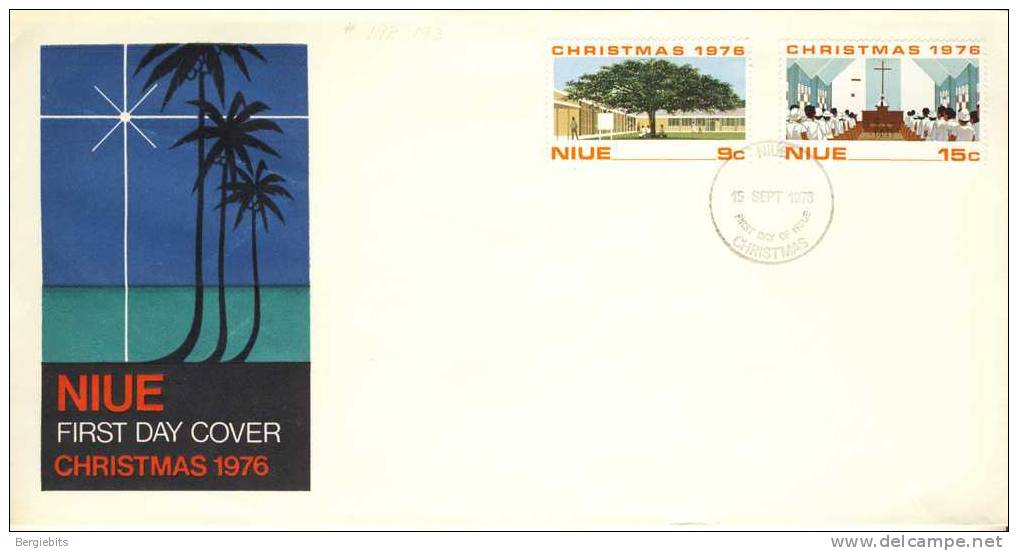 1976 Niue Cachet FDC With Complete Christmas Set. - Niue