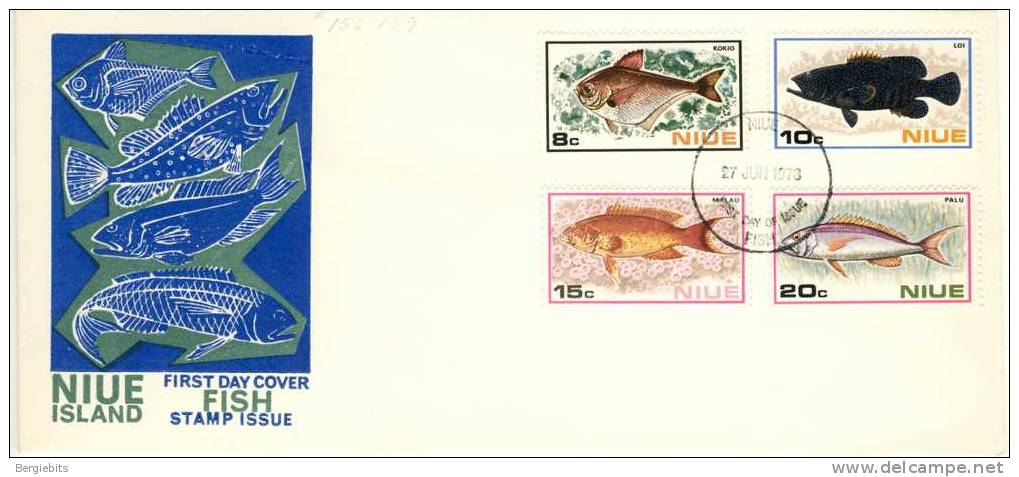 1973 Niue Cachet FDC With Complete Fishes Set. - Niue