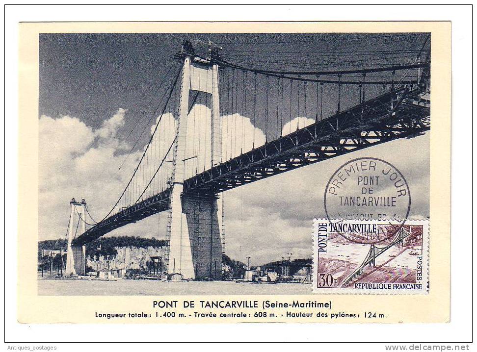 Carte Maximum 1959 Le Pont De Tancarville Seine Maritime - Autres & Non Classés