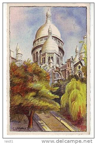 Dép 75 - Paris - Arrondissement 18 - Montmartre - Sacré Coeur - Illustrateurs - Aquarelle G. Laforge -RF11080- Bon état - Arrondissement: 18