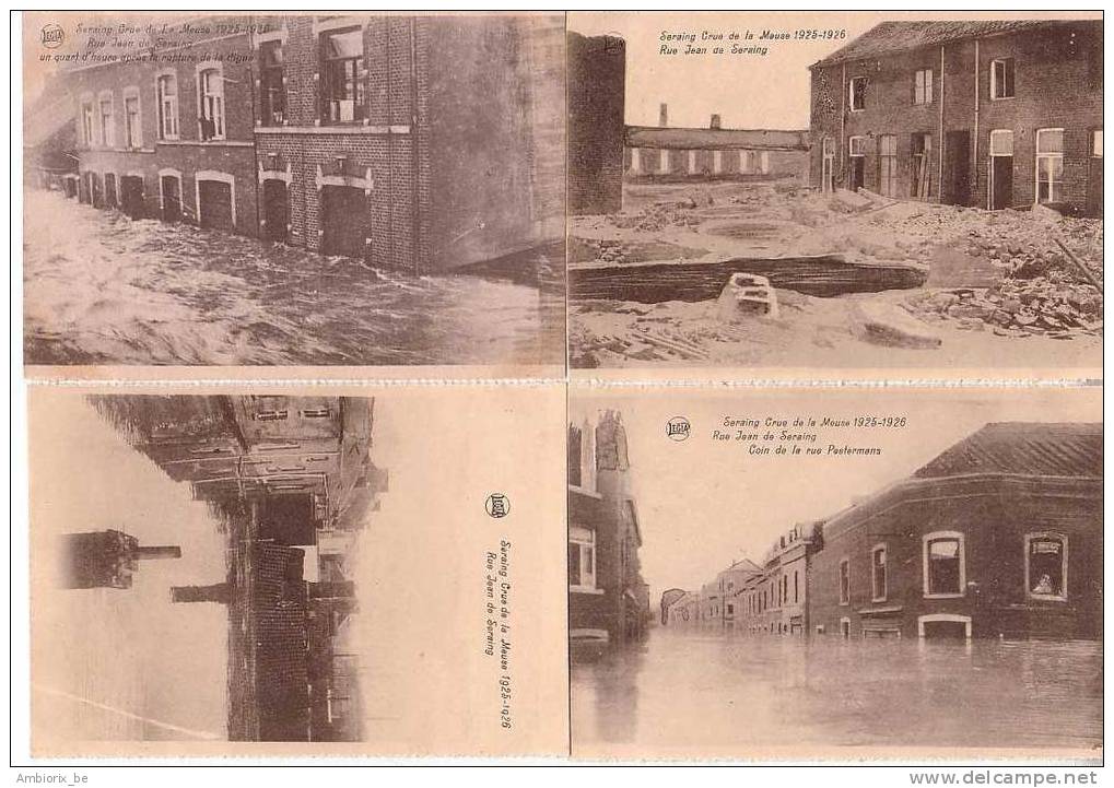 Seraing Crue De La Meuse 1925-1926 - Lot De 4 Cartes - Lot 4 - Seraing