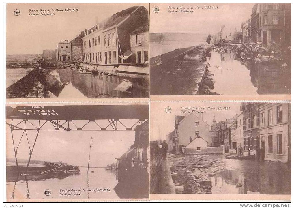 Seraing Crue De La Meuse 1925-1926 - Lot De 4 Cartes - Lot 6 - Seraing