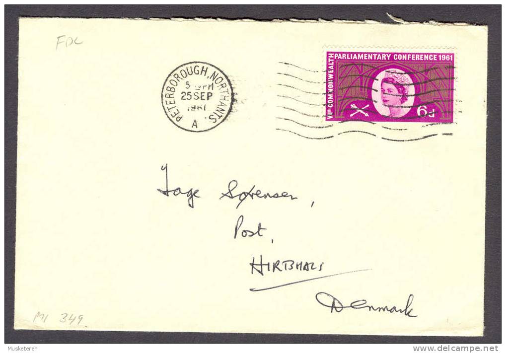 Great Britain 1961 Unofficial FDC Cover PETERBOROUGH Cancel Queen Elizabeth II Commonwealth Parliamentry Conference - 1952-71 Ediciones Pre-Decimales