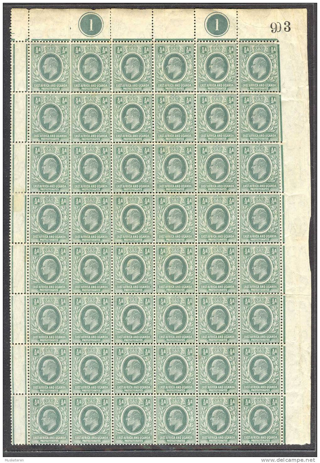 East Africa And Uganda Protectorates 1904 Mi. 17  ½ A King Edward VII 46-Block W. Margin MNH** VERY SCARCE ! - Protectorats D'Afrique Orientale Et D'Ouganda