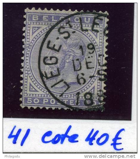 41 Très Belle Oblitération LIEGE ST LEGER Zeer Mooi Stempel   C.40 Euro - 1883 Léopold II