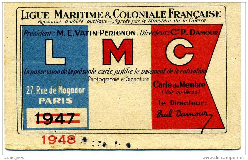CARTE DE 1948 LE HAVRE (76) LIGUE MARITIME ET COLONIALE FRANCAISE   VOIR SCANER - Zonder Classificatie