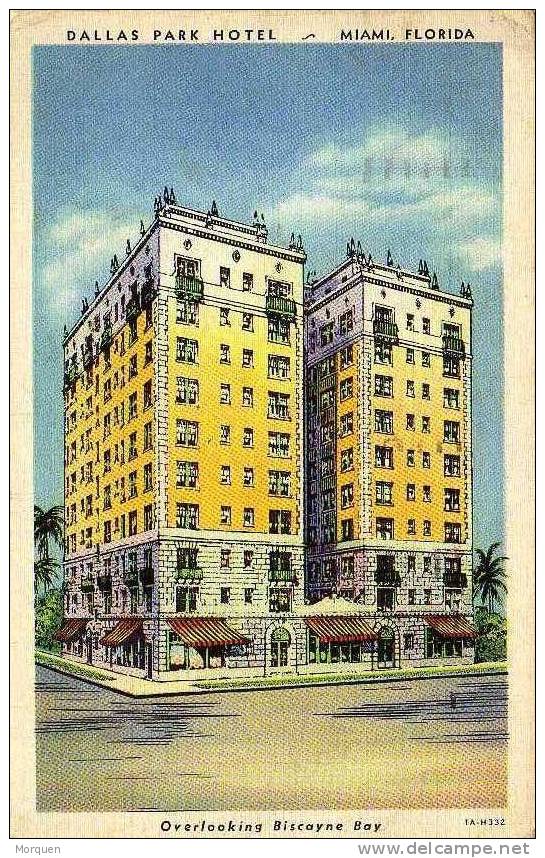 1312. Post Card MIAMI Florida 1933. Estados Unidos. AIR PLANE - Covers & Documents