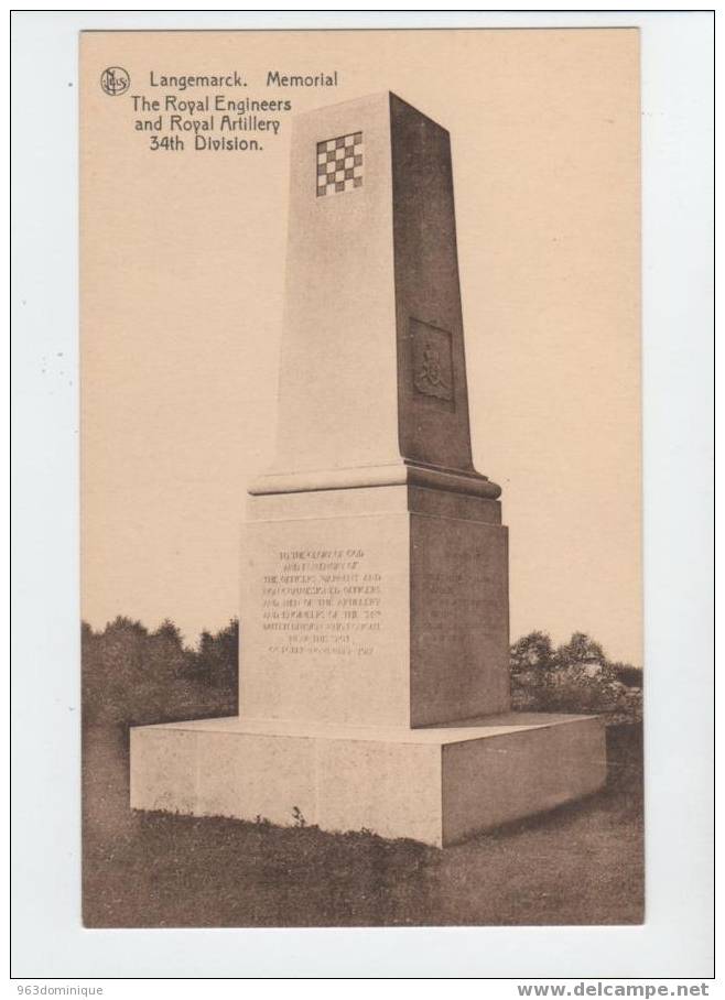 Langemarck - Memorial - The Royal Engineers And Royal Artillery 34th Division - Langemark-Poelkapelle