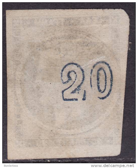GRECE  / GRANDS HERMES  /   1876  /  20 L  /  BLEU FONCE SUR PAPIER BLANC   /  Y&T N° 14 ? 21 ? 37 ? (o) USED - Used Stamps