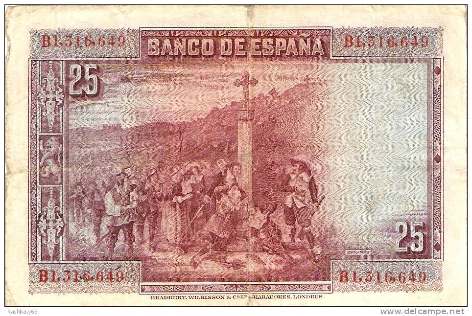 ESPAGNE 25 PESETAS   1928  N° B7,536,354 (SUP) - 1-2-5-25 Pesetas