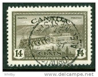 1946 14 Cent  Hydroelectric Plant Issue,  #270 Toronto Adelaide St. Station Cancel - Gebruikt