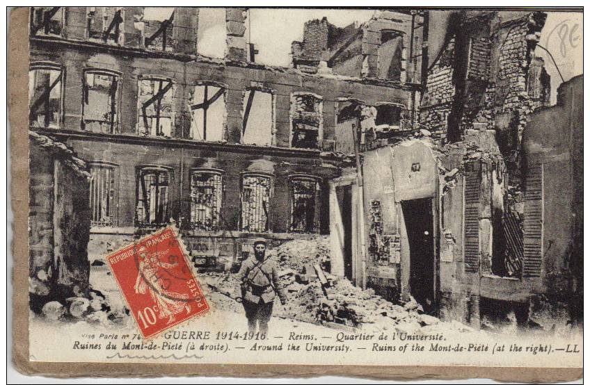 MARNE. REIMS. GUERRE DE 1914. QUARTIER DE L´UNIVERSITE. RUINES DU MONT DE PIETE. - Reims