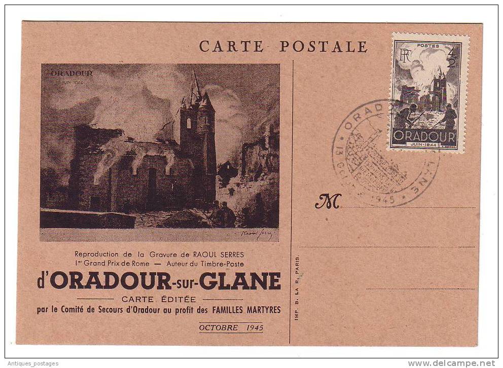 Carte Maximum 1945  Oradour Sur Glane Haute-Vienne - Guerre Mondiale (Seconde)