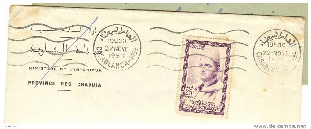 Casablanca Maroc 1957 - Lettre Entière Avec Flamme à Vagues Continues - Brieven En Documenten