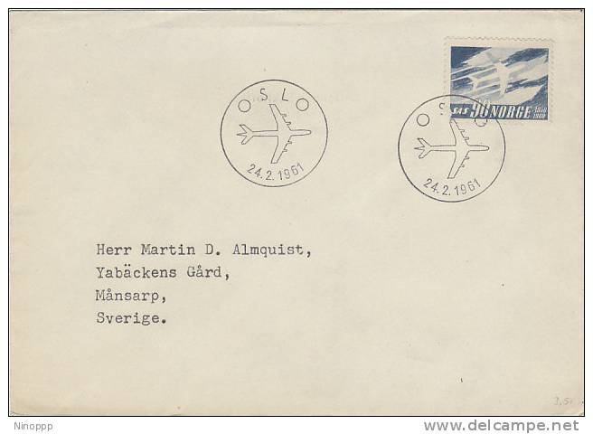Norway-1961 Airmail Cover Sent To Sweden - Gebruikt