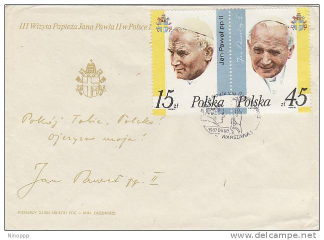 Poland-1987 Pope Visit Souvenir Cover - Covers & Documents