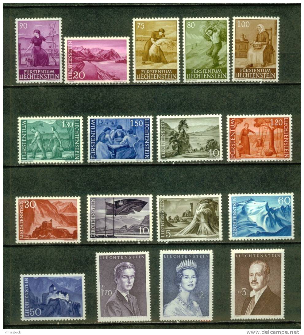 LIECHTENSTEIN  N° 342 A à 349 C * - Unused Stamps