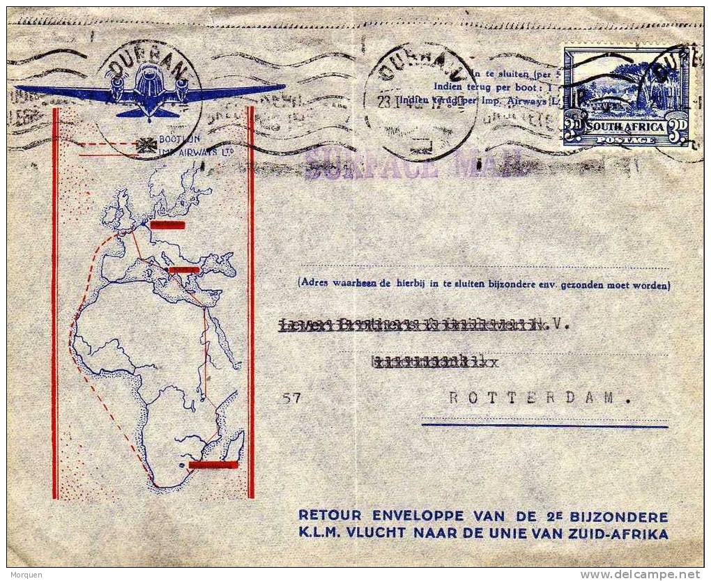 2194. Carta Aerea DURBAN (South Africa) 1940. Trayect Air Lines - Briefe U. Dokumente